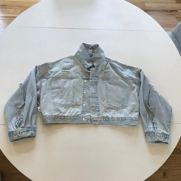 FESTIVAL 🔥 CONCERT RHINESTONE FRINGE 100% COTTON DENIM JACKET - Picture 13 of 14